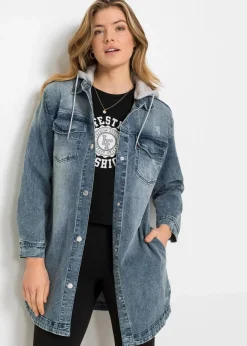 Damen bonprix Jacken & Mäntel|Jeansjacke mit Kapuze