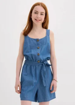 Kinder bonprix Mädchen 9-16 Jahre·Kleider & Jumpsuits|Mädchen 2-8 Jahre·Nachhaltigere Materialien|Jeans-Jumpsuit aus fließender Baumwolle