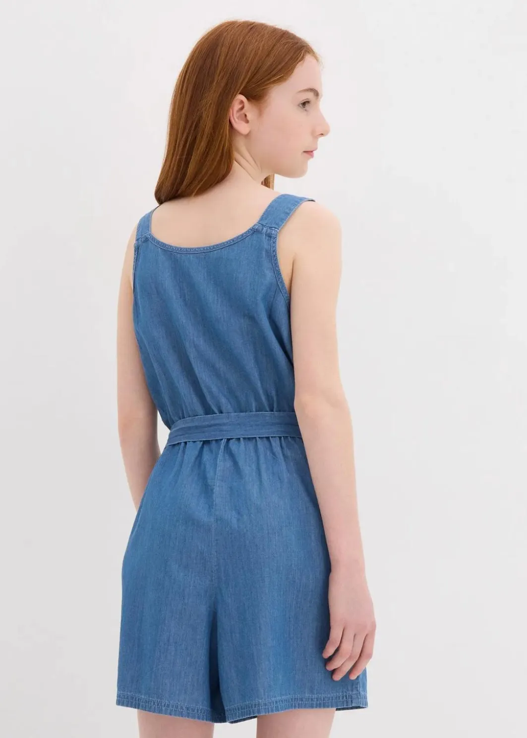Kinder bonprix Mädchen 9-16 Jahre·Kleider & Jumpsuits|Mädchen 2-8 Jahre·Nachhaltigere Materialien|Jeans-Jumpsuit aus fließender Baumwolle