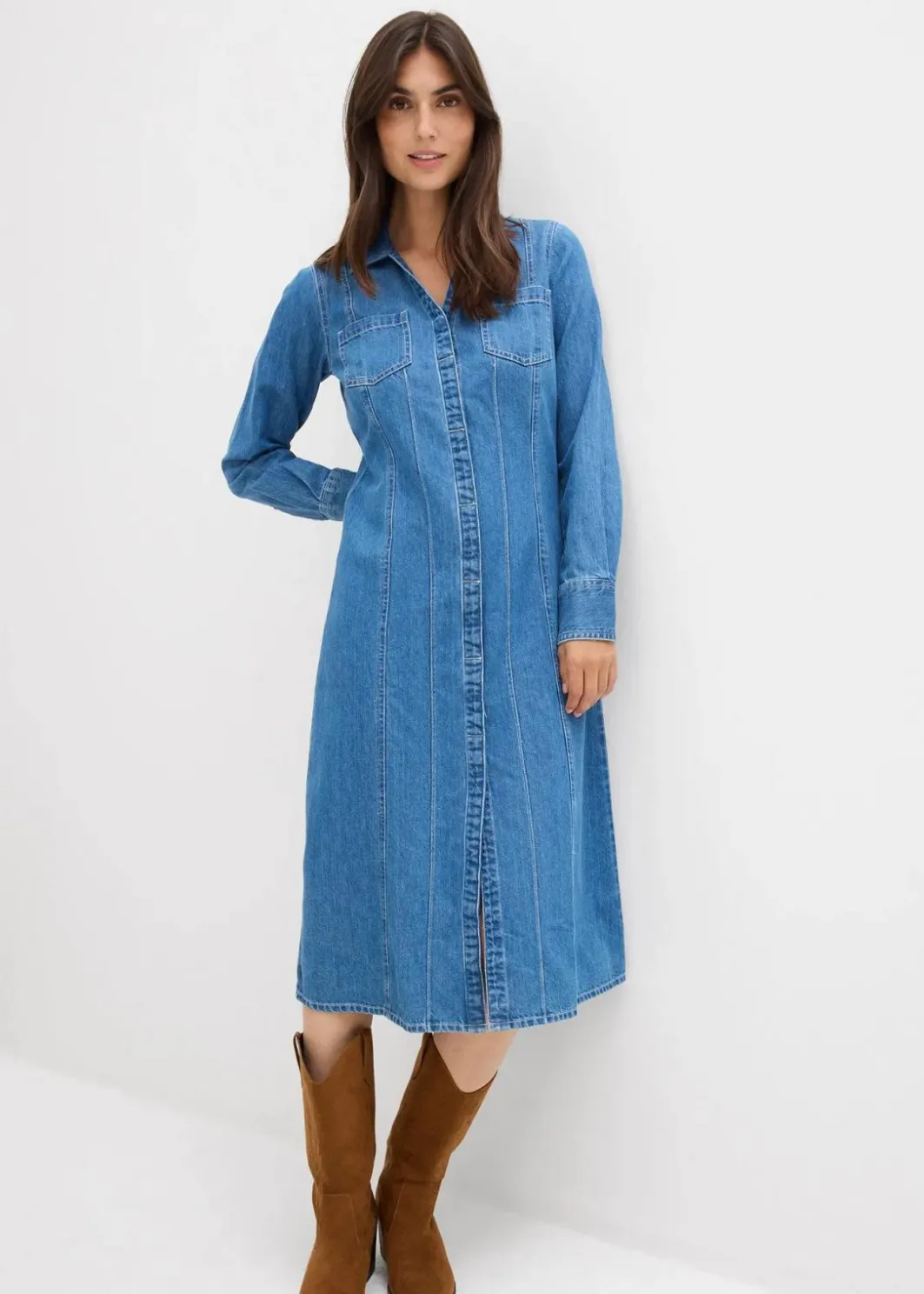 Damen bonprix Kleider|Bekleidung·Pullover & Strickjacken|Jeanskleid