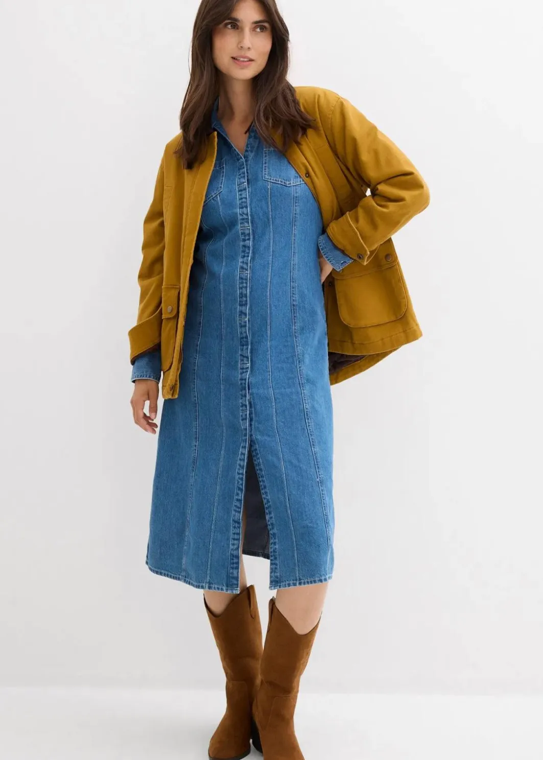 Damen bonprix Kleider|Bekleidung·Pullover & Strickjacken|Jeanskleid