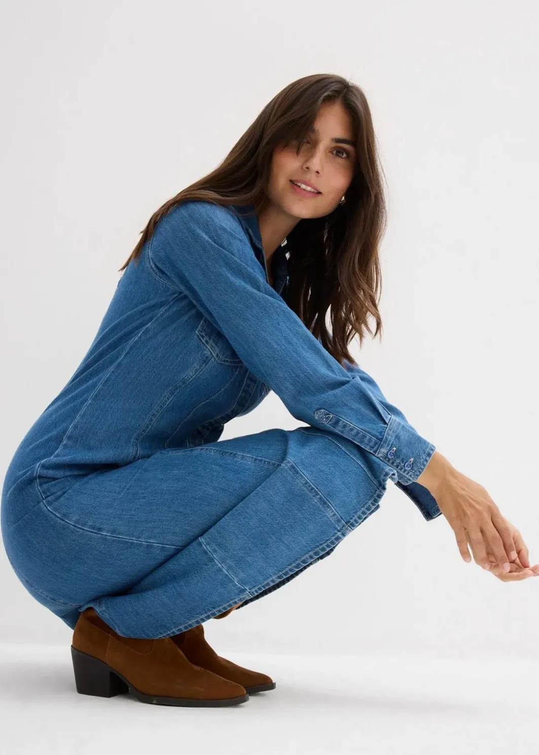 Damen bonprix Kleider|Bekleidung·Pullover & Strickjacken|Jeanskleid