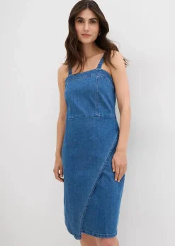 Hot Jeanskleid in Wickeloptik Damen Kleider|Bekleidung·Pullover & Strickjacken