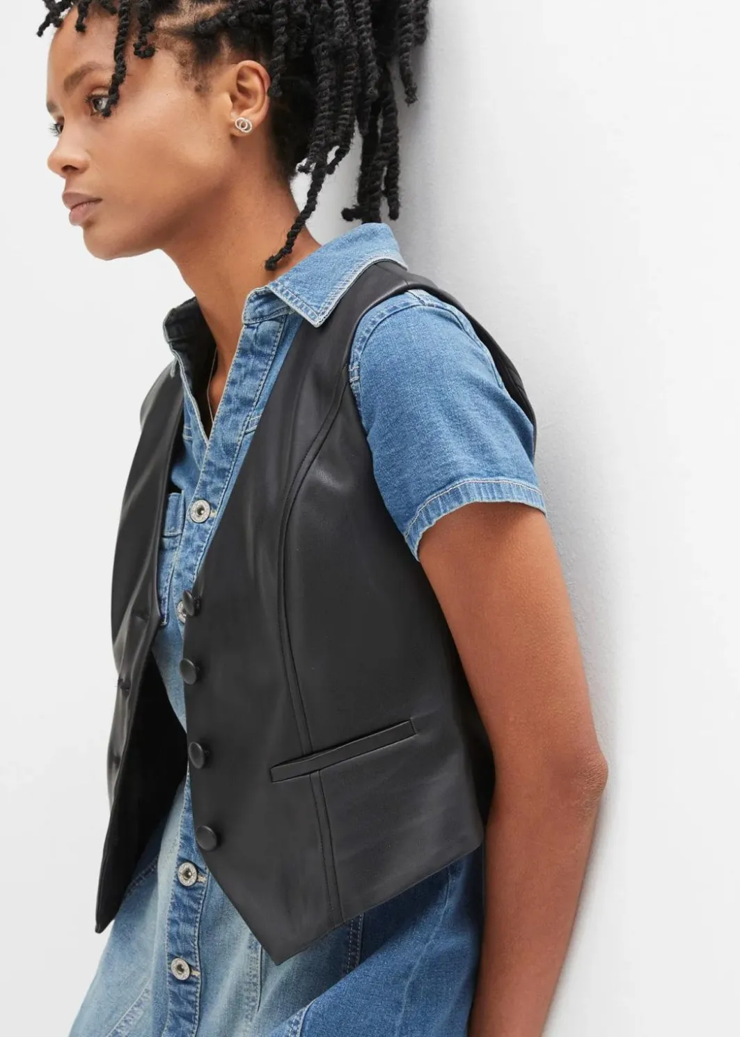 Damen bonprix Kleider|Jeanskleid mit Knöpfen