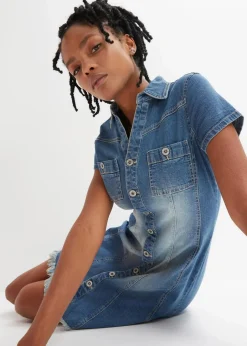Damen bonprix Kleider|Jeanskleid mit Knöpfen