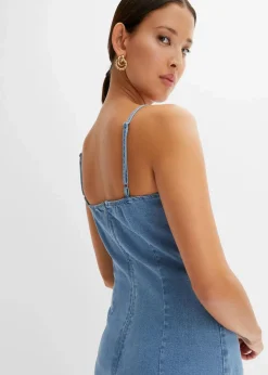 Damen bonprix Nachhaltigere Materialien|Kleider|Jeanskleid mit Schlitz