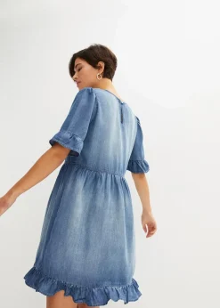 Damen bonprix Nachhaltigere Materialien|Kleider|Jeanskleid mit Volants