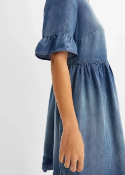 Damen bonprix Nachhaltigere Materialien|Kleider|Jeanskleid mit Volants