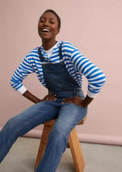Damen bonprix Bekleidung·Shirts & Tops|Jeans|Jeans-Latzhose im Boyfriend Fit