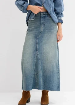 Damen bonprix Bekleidung·Sportbekleidung|Röcke|Jeansrock, Mid Waist, Maxi Length