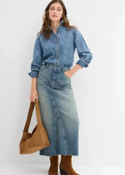 Damen bonprix Bekleidung·Sportbekleidung|Röcke|Jeansrock, Mid Waist, Maxi Length