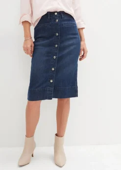 Clearance Jeansrock Mid Waist, Stretch Damen Bekleidung·Sportbekleidung|Röcke