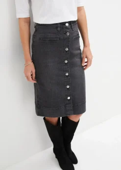 Damen bonprix Röcke|Bekleidung·Sportbekleidung|Jeansrock Mid Waist, Stretch