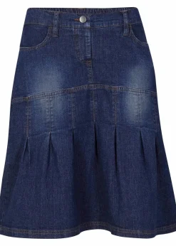 Damen bonprix Bekleidung·Sportbekleidung|Röcke|Jeansrock mit Biesen und Bequembund, A-Linie