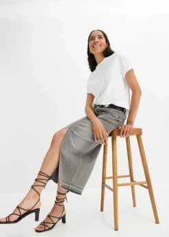 Damen bonprix Bekleidung·Sportbekleidung|Röcke|Jeansrock mit Schlitz