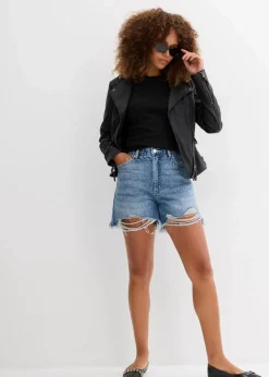 Damen bonprix Bekleidung·Outdoorbekleidung|Bekleidung·Shirts & Tops|Jeans-Shorts High Waist, Low Stretch