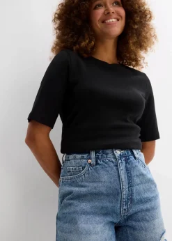Damen bonprix Bekleidung·Outdoorbekleidung|Bekleidung·Shirts & Tops|Jeans-Shorts High Waist, Low Stretch