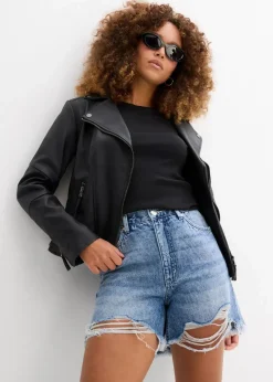 Damen bonprix Bekleidung·Outdoorbekleidung|Bekleidung·Shirts & Tops|Jeans-Shorts High Waist, Low Stretch