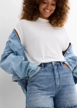Damen bonprix Bekleidung·Outdoorbekleidung|Bekleidung·Shirts & Tops|Jeans-Shorts High Waist, Low Stretch