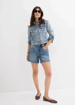 Damen bonprix Bekleidung·Outdoorbekleidung|Bekleidung·Shirts & Tops|Jeans-Shorts Mid Waist, Low Stretch