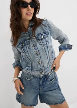 Damen bonprix Bekleidung·Outdoorbekleidung|Bekleidung·Shirts & Tops|Jeans-Shorts Mid Waist, Low Stretch