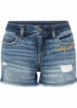 Clearance Jeansshorts Mid Waist mit Stickerei Damen Shorts|Jeans