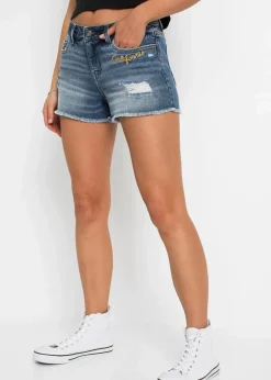 Clearance Jeansshorts Mid Waist mit Stickerei Damen Shorts|Jeans