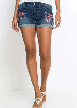 Damen bonprix Bekleidung·Outdoorbekleidung|Bekleidung·Shirts & Tops|Jeans-Shorts Mid Waist, Stickerei