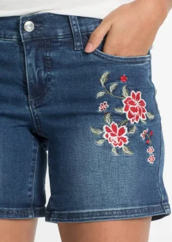 Damen bonprix Bekleidung·Outdoorbekleidung|Bekleidung·Shirts & Tops|Jeans-Shorts Mid Waist, Stickerei