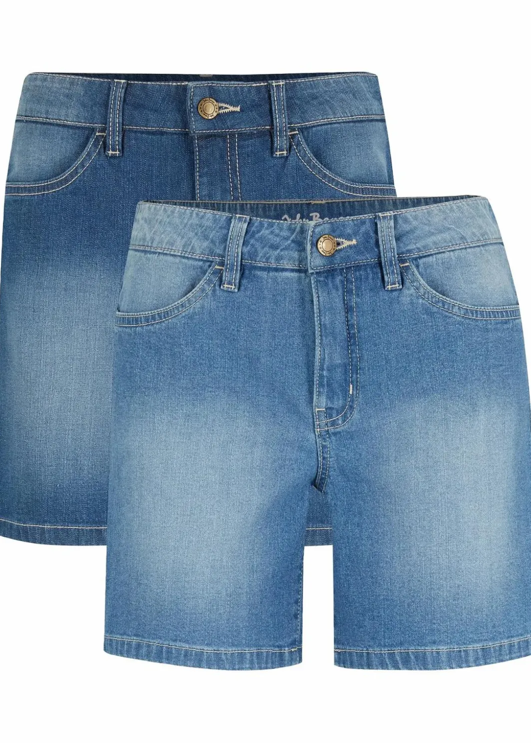 Damen bonprix Bekleidung·Outdoorbekleidung|Bekleidung·Shirts & Tops|Jeansshorts Slim Fit Mid Waist, 2er Pack