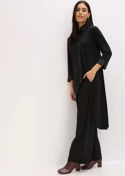 Discount Jersey Bluse mit Satinbesätzen Damen Bekleidung·Jacken & Mäntel|Blusen & Tuniken
