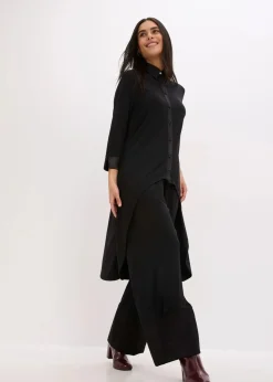 Discount Jersey Bluse mit Satinbesätzen Damen Bekleidung·Jacken & Mäntel|Blusen & Tuniken