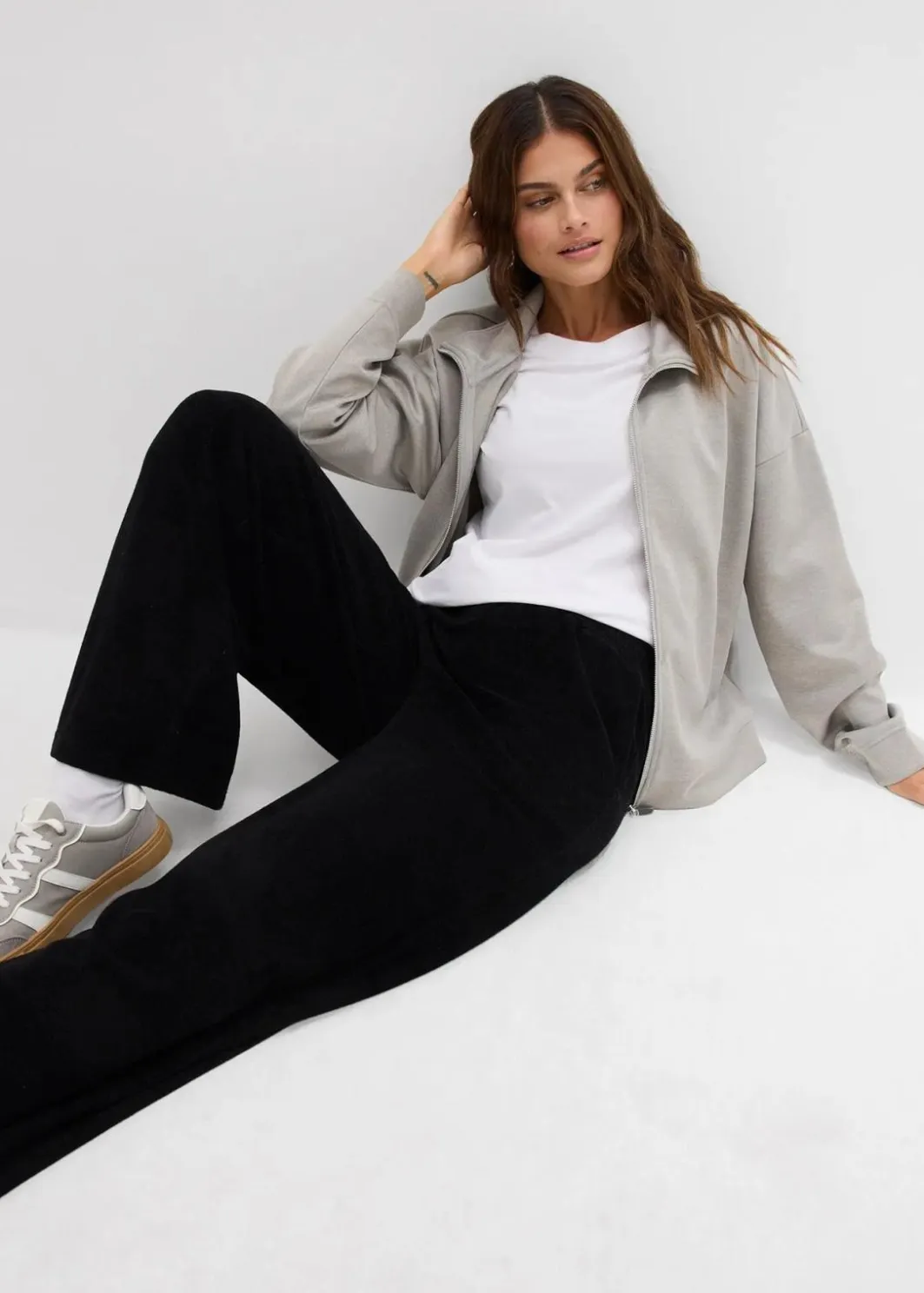 Damen bonprix Hosen|Basics|Jersey Frottee-Hose
