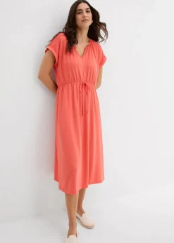 Outlet Jersey Kleid aus fließendem Viskose-Mix Damen Nachhaltigere Materialien|Kleider