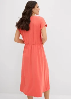 Outlet Jersey Kleid aus fließendem Viskose-Mix Damen Nachhaltigere Materialien|Kleider