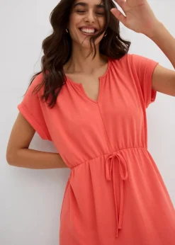 Outlet Jersey Kleid aus fließendem Viskose-Mix Damen Nachhaltigere Materialien|Kleider