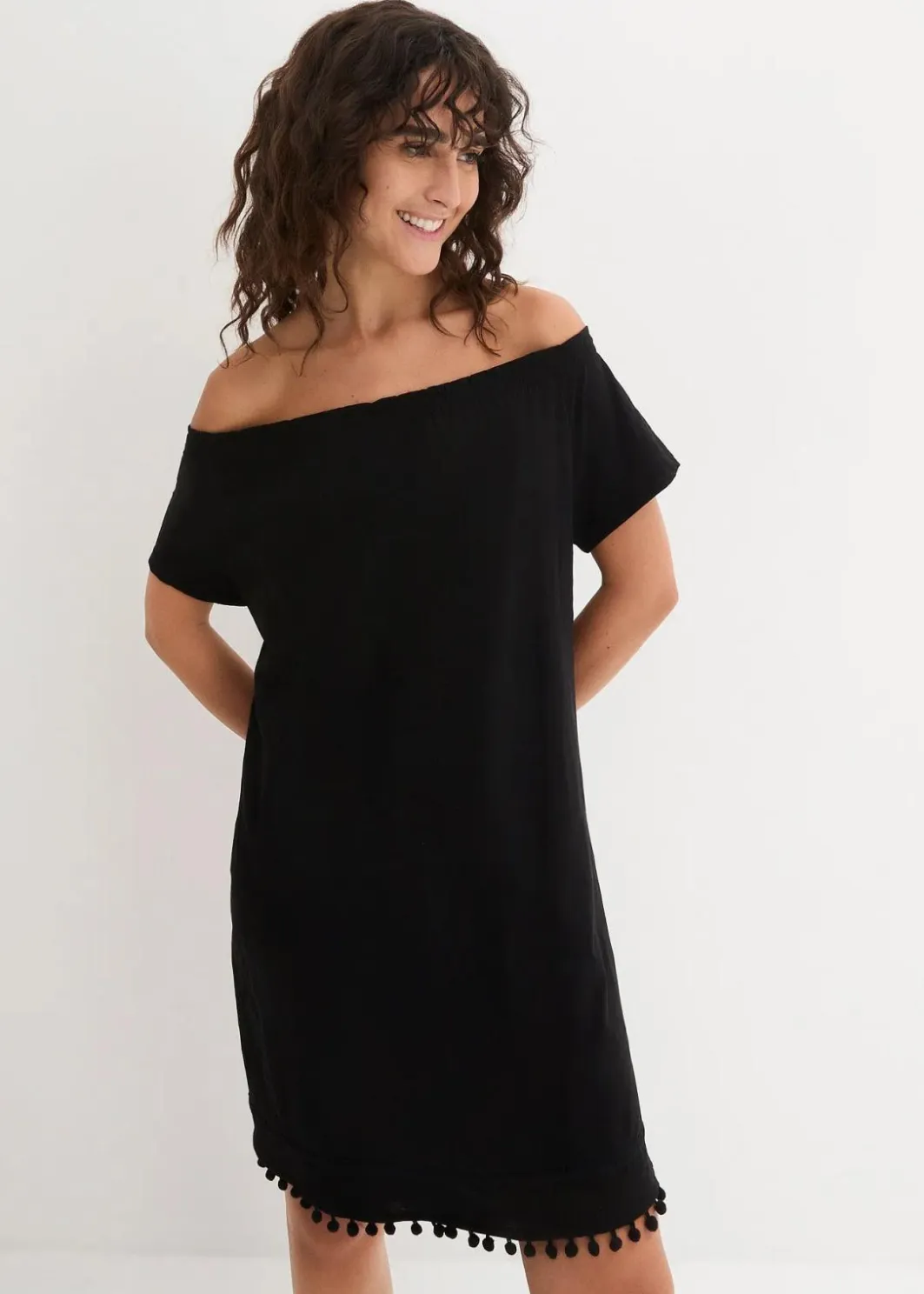 Online Jersey-Carmenkleid aus reiner Baumwolle Damen Kleider