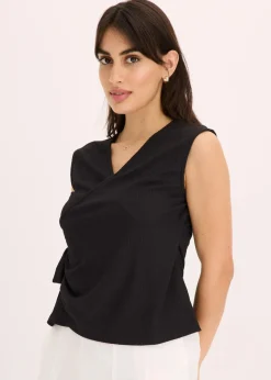 Outlet Jerseycrepe-Shirt in Wickeloptik Damen Shirts & Tops
