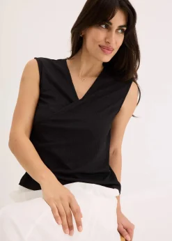 Outlet Jerseycrepe-Shirt in Wickeloptik Damen Shirts & Tops