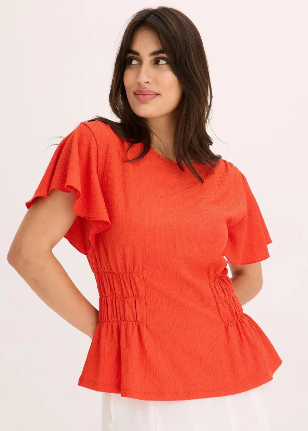 Outlet Jerseycrepe-Shirt mit Smock Damen Shirts & Tops