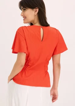 Outlet Jerseycrepe-Shirt mit Smock Damen Shirts & Tops