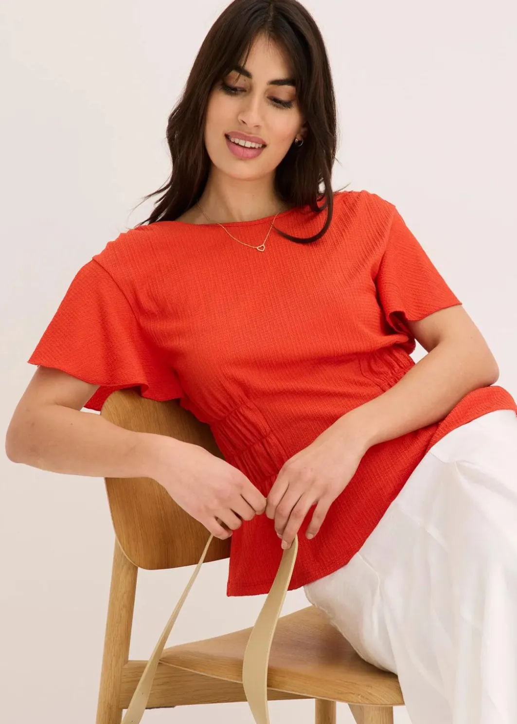 Outlet Jerseycrepe-Shirt mit Smock Damen Shirts & Tops