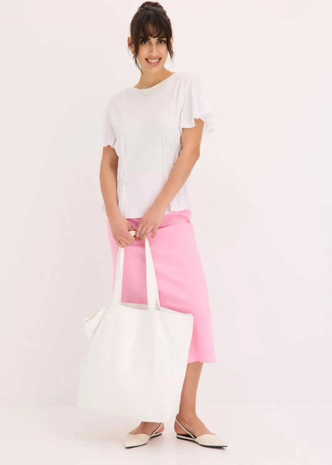 Damen bonprix Shirts & Tops|Jerseycrepe-Shirt mit Smock
