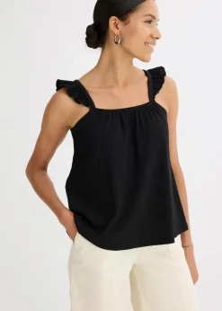 Jerseycrepe-Top mit Volant-Träger Damen Shirts & Tops