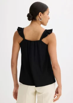 Jerseycrepe-Top mit Volant-Träger Damen Shirts & Tops