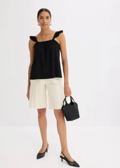 Jerseycrepe-Top mit Volant-Träger Damen Shirts & Tops
