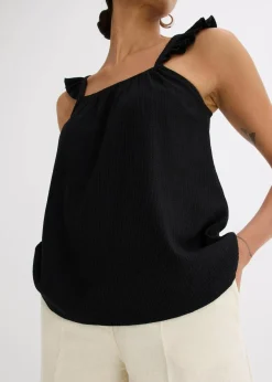 Jerseycrepe-Top mit Volant-Träger Damen Shirts & Tops