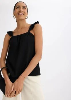 Jerseycrepe-Top mit Volant-Träger Damen Shirts & Tops