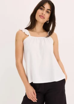 Damen bonprix Shirts & Tops|Jerseycrepe-Top mit Volant-Träger