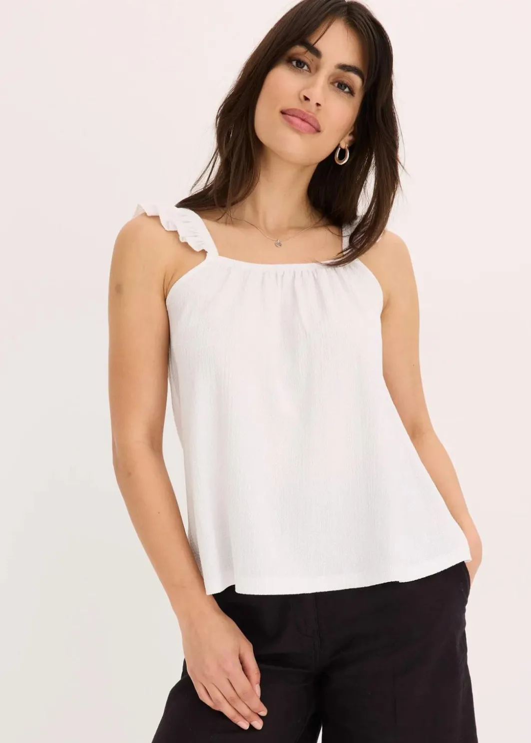 Damen bonprix Shirts & Tops|Jerseycrepe-Top mit Volant-Träger